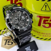 Jam Tangan Pria T5 2937W Chrono Aktif Tali Rantai Stainless Stee Kaca Safir Casing Stainless Steel I