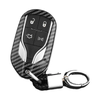Key Fob Cover Case Chain for Maserati Ghibli Levante Carbon Fiber Look Complete Protection and Enhanced Signal Strength