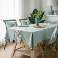 新款桌布歐式古典純色繡花仿棉麻布藝餐廳鑲邊餐桌布