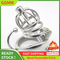 LZD  Prisoner Genuine Men's Stainless Steel Chastity Lock with Catheter / Pant belt cb6000 Curved Snap Ring with Hook  C275-1