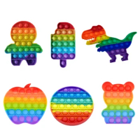Rainbow Fidget Toys Pop Push Bubble Sensory Toys Funny Dinosaur Autism Needs Squishy Stress Reliever Toys for Kids Aнтистресс
