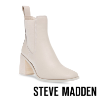 STEVE MADDEN-ACHIEVER 寬底皮革彈性粗跟短靴-米杏色