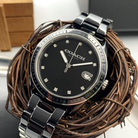 點數9%★COACH手錶,編號CH00103,36mm黑圓形陶瓷錶殼,黑色中三針顯示, 陶瓷款, 鑽刻度錶面,深黑色陶瓷錶帶款,值得珍藏好物!【APP下單享9%點數上限5000點】