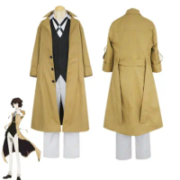 Anime Bungo Stray Dogs Dazai Osamu Cosplay Costume Long Jacket Coat Suit Adult Men Windbreaker Halloween Christmas clothing