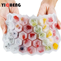 1Pcs Silicone Ice Cube Ice Mold with Lid Food Grade Honeycomb 37 Cell Ice Box Ice Tray Ice Cream Maker