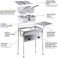 SS21 Two-Tank Propane Deep Fryer with Thermometer Commercial Deep Fryer, Outdoor Deep Fryer