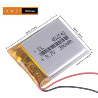 402530 3.7V 300mAh Polymer Li-ion Battery For bluetooth headset Bracelet Wrist Watch pen GPS PSP PDA MP3 MP4 MP5 042530 402429