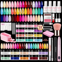 AZUREBEAUTY Dip Powder Nail Kit with Electric Nail Drill 24 Colors Bright Green Pink Orange Nail Sta