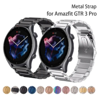 22MM Watch Band For Amazfit GTR 4 3 Pro Bracelet Stainless Steel Metal Strap For Amazfit Bip GTR 47MM 2 2e Wristband GTS 2 3 4
