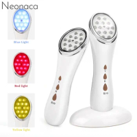 3 Colors LED Facial Beauty Device Heating Photon Therapy Skin Tightening Rejuvenation Massager Wrinkle Acne Removal Anti Aging