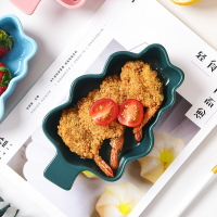 創意網紅餐具陶瓷北歐可愛碟子盤子水果早餐盤分格烤盤碟子分餐