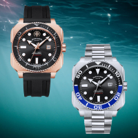 【ROMAGO】WANgT 雷米格 專業深潛者系列 RM109 贈錶帶 自動機械錶(八角形 防水 浮潛 不鏽鋼 氟橡膠 皮革)