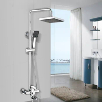 Copper Body Full Lift Top Spray Shower Head Quartet Three-speed Multi-function Shower Set