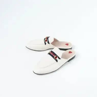 Sepatu GUCCI PRICETOWN INTERLOCKING GHW NAVY WHITE LEATHER MULES 100% ORIGINAL 37.5