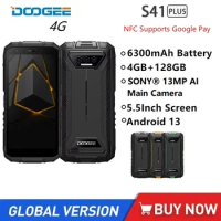 DOOGEE S41 Plus Rugged 4G Smartphones Android 13 ,5.5Inch Touch Screen Octa Core 4GB+128GB Mobile Ph