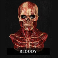 Halloween Bloody Horror Skull Head Mask Disgusting Torn Face Latex Bloody Bone Rotten Face Mask Gloves Cosplay Carnival Costume