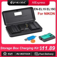 PALO EN-EL15C EL15C EN EL15 Battery + Battery Charger Case for Nikon Z5 Z6 Z6 II Z7 Z7II D780 D850 D7500 D500 D600 Camera