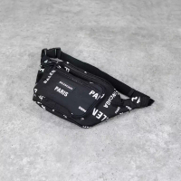 BALENCIAGA Tas BALENCIAGA ALL OVER TEXT WHITE BLACK WAIST BAG 100% ORIGINAL