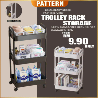 Hot SalePATTERN Trolley Rack Storage 3 Tier Trolley Kitchen Rack With Wheel Trolley Goods Trolly 4 T