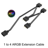 Angitu 3pin 5v ARGB 1 to 4 Light Extension Cable LED Stripe Controller ARGB to Fan Hub
