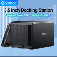 ORICO Magnetic HDD Case 5 Bay External Hard Drive Enclosure Aluminum 3.5 Inch USB 3.0 To SATA HDD Enclosure with Build-in Fan