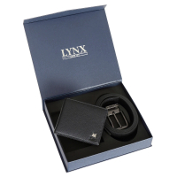 【LYNX】進口牛皮皮帶皮夾禮盒組(頭層牛皮帶皮夾 節日送禮 訂婚8禮)