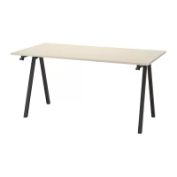TROTTEN 書桌/工作桌, 米色/碳黑色, 160x80 公分