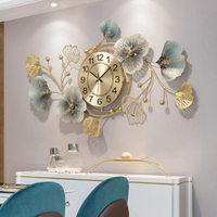 掛鐘 新中式創意鐘錶客廳餐廳時鐘輕奢掛鐘掛牆鐘飾銀杏葉藝術大氣掛錶