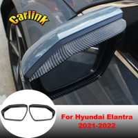 For Hyundai Elantra 2021 2022 ABS Carbon fiber Car side door rear-view mirror rain shield trim frame exterior accessories