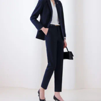Tesco Business Suit For Women Work Wear Solid One Button Blazer+Pants Slim Fit Outfits For Office Lady Formal Female Suit Sets