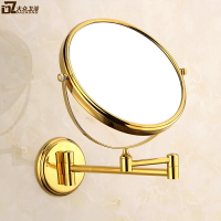 北歐拉絲金浴室五金掛件美容鏡折疊活動放大鏡平面鏡金色雙面鏡