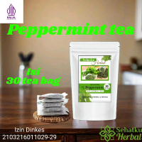 Peppermint tea : Teh Herbal daun mint isi 30 tea bag Organik Bubuk