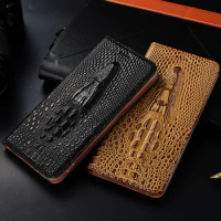 Crocodile Head Genuine Leather Case For Vivo Y22 Y75s Y16 Y52t Y73t Y02 Y35 4G 5G Phone Flip Cases Cover