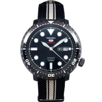 SEIKO 精工表 SRPC67K1 SPORTS 夜光 黑 防水 手自動上鍊機械錶 男錶 帆布錶帶