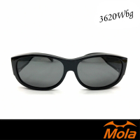 【MOLA】摩拉前掛近視太陽眼鏡品牌 偏光 套鏡 UV400 防紫外線 男女 黑框 灰片 3620Wbg(近視可戴的太陽眼鏡)
