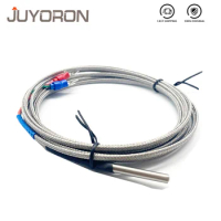 4mm*30mm K J PT100 1m 2m 3m 5m 10m Probe Type Shielded Braide Wire Thermocouple Temperature Sensor For Temperature Controller