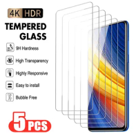 5Pcs Anti-Burst Tempered Glass For Xiaomi Poco M3 M4 M5 F3 F4 F5 Pro Screen Protector POCO NFC X4GT X5 Protective Glass Film