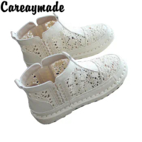 Careaymade-Originally created women's literary artistic Comfortable breathable mesh fisherman's Martin's hollow boots