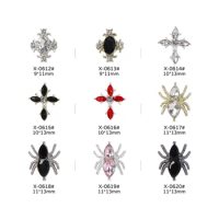 10pcs/New manicure dark style alloy diamond nail jewelry net red gun black cross spider nail decorative diamond