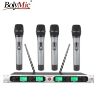 Bolymic Wireless microphone handheld UHF 4 Channels Wireless Microphone System
