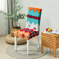 Dining Chair Cover Geometric Elastic Slipcovers Chair Case Stretch Seat Cover for Wedding Hotel Banquet Living Room Home Decor