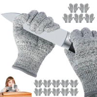 10Pcs Kids Cut Resistant Gloves EN388 Level 5 Carving Gloves Breathable Children Cutting Safety Elasticity Kitchen Work Gloves