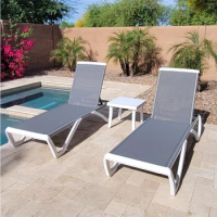 Outdoor Chaise Lounge - Adjustable Aluminum Patio Lounge,Plastic Pool Lounge Chair