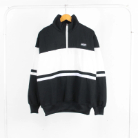 HALFZIP SWEATSHIRT Hitam -Jaket SweatShirt  Rugby Half Zip Two Tone Jaket Pria Wanita sweater hoodie