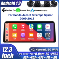 12.3 Inch Car Radio Android 13 Multimedia Video Player For Honda Accord 8 Europe Spirior 2009-2013 Audio GPS Navigation WIFI
