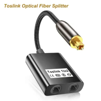 1 Male Input to 2 Female Output SPDIF Optical Toslink Optical Fiber Audio Fiber Splitter For HDTV DVD Player PS4 Headphone