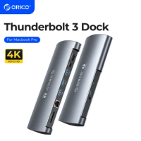 ORICO 40Gbps Thunderbolt 3 Dock USB Type C HUB to 8K DP USB3.0 RJ45 SD4.0 60W Charging Adapter For Macbook Pro
