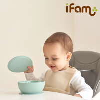 【Ifam】矽膠防滑蛋型吸盤碗-薄荷綠(兒童餐具/學習餐具/吸盤碗)