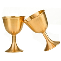 大小風水黃銅酒杯擺件佛教用品金屬供財神小酒杯白酒銅酒杯
