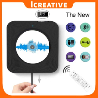 Icreative Wall Mounted CD Player Surround Sound FM Radio Bluetooth-compatible MP3 Music Player Remote Control Stereo Speaker